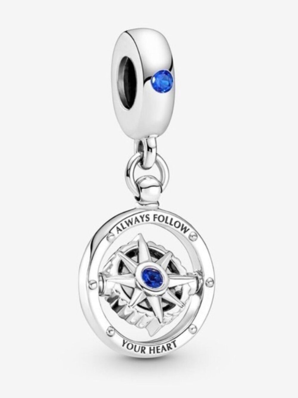 Pandora Silver Charm with Blue Gemstone